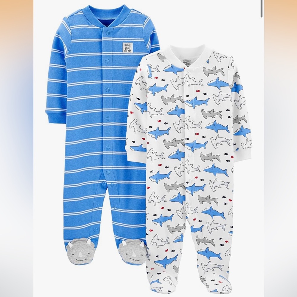Blue and White baby onesies 0-3 month